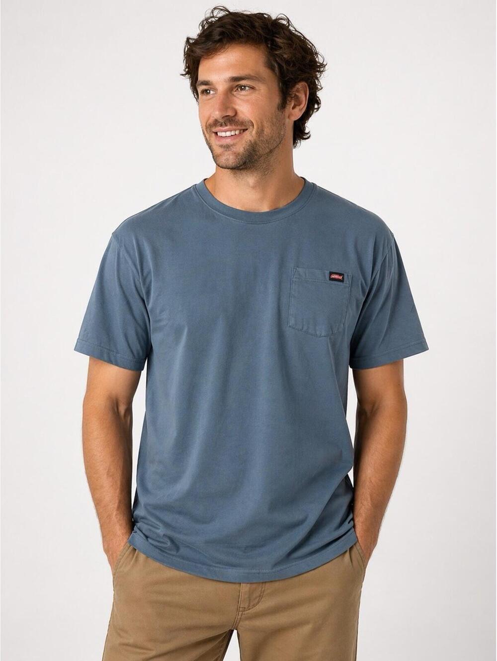 Men’s Blue Pocket T Shirt Short Sleeve Crew Neck Casual Tee Comfort Fit 2XLT